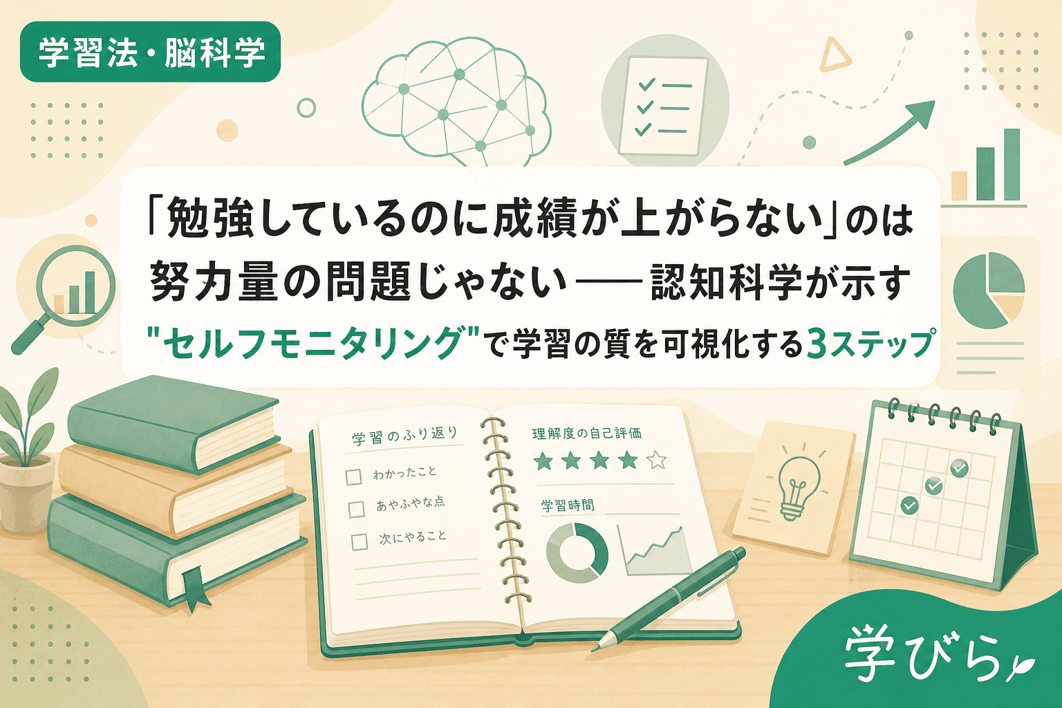 「勉強しているのに成績が上がらない」のは努力量の問題じゃない――認知科学が示す"セルフモニタリング"で学習の質を可視化する3ステップ