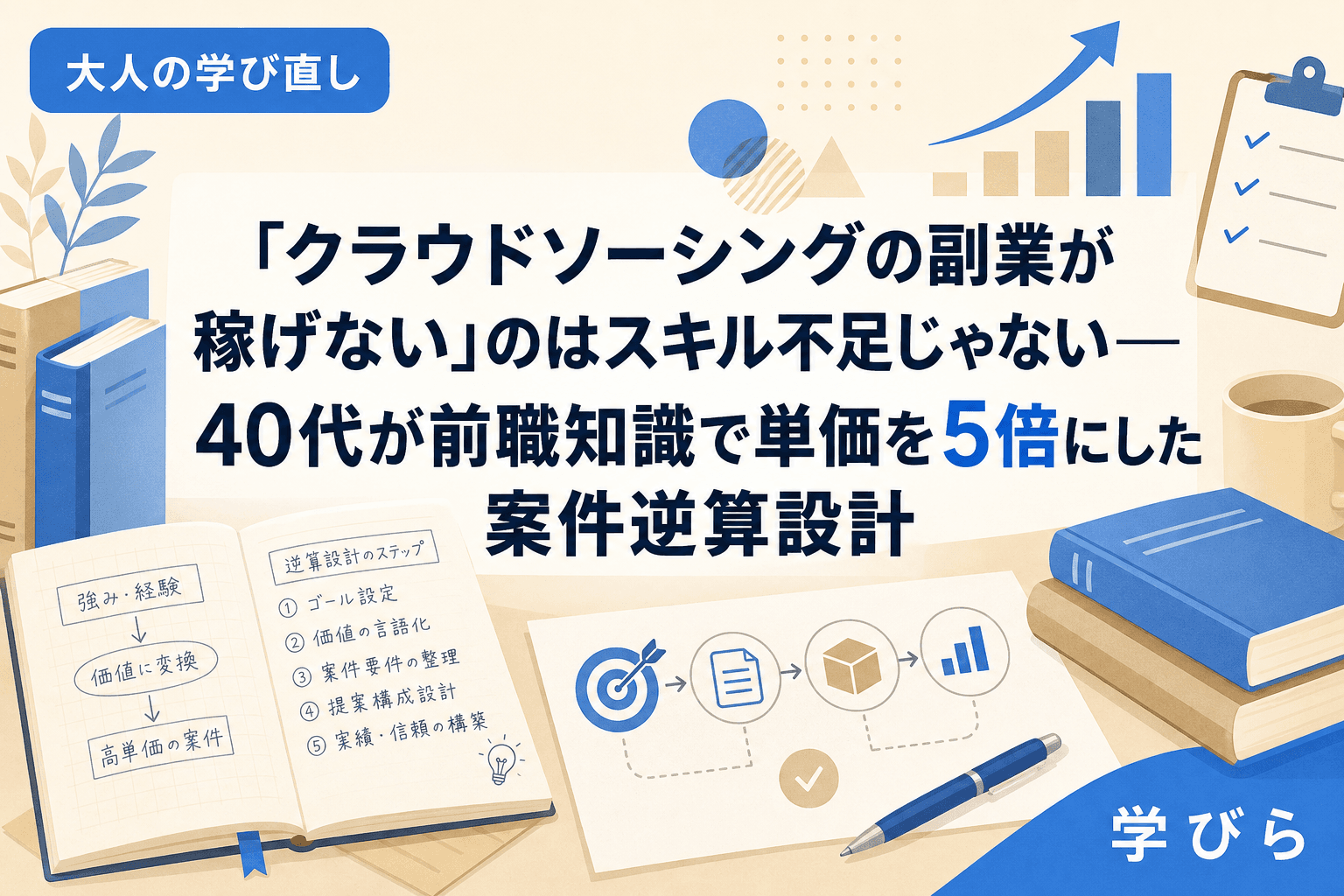 「クラウドソーシングの副業が稼げない」のはスキル不足じゃない――40代が前職知識で単価を5倍にした案件逆算設計