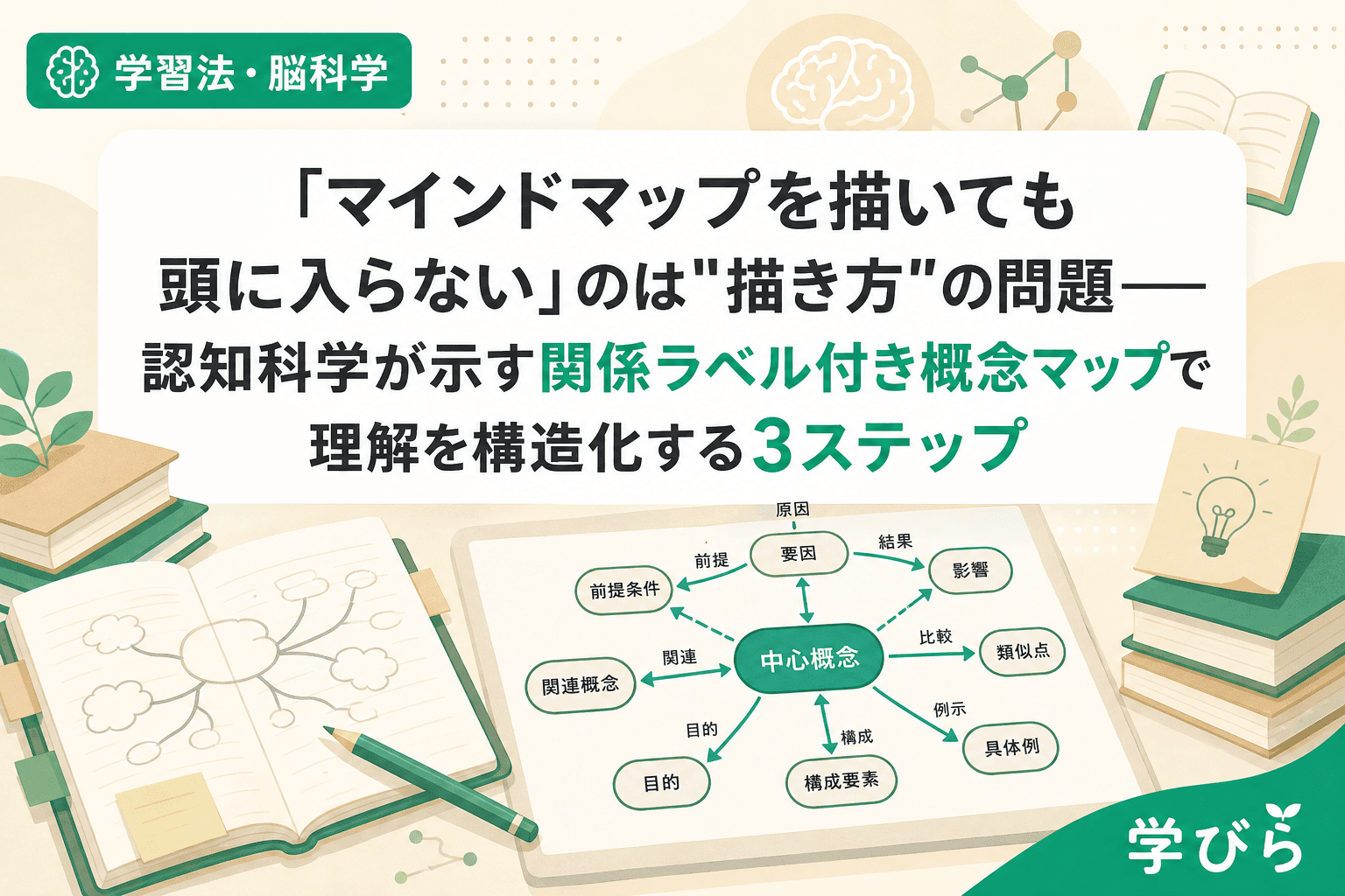 「マインドマップを描いても頭に入らない」のは"描き方"の問題――認知科学が示す関係ラベル付き概念マップで理解を構造化する3ステップ