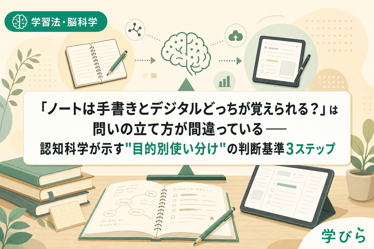 「ノートは手書きとデジタルどっちが覚えられる?」は問いの立て方が間違っている――認知科学が示す"目的別使い分け"の判断基準3ステップ