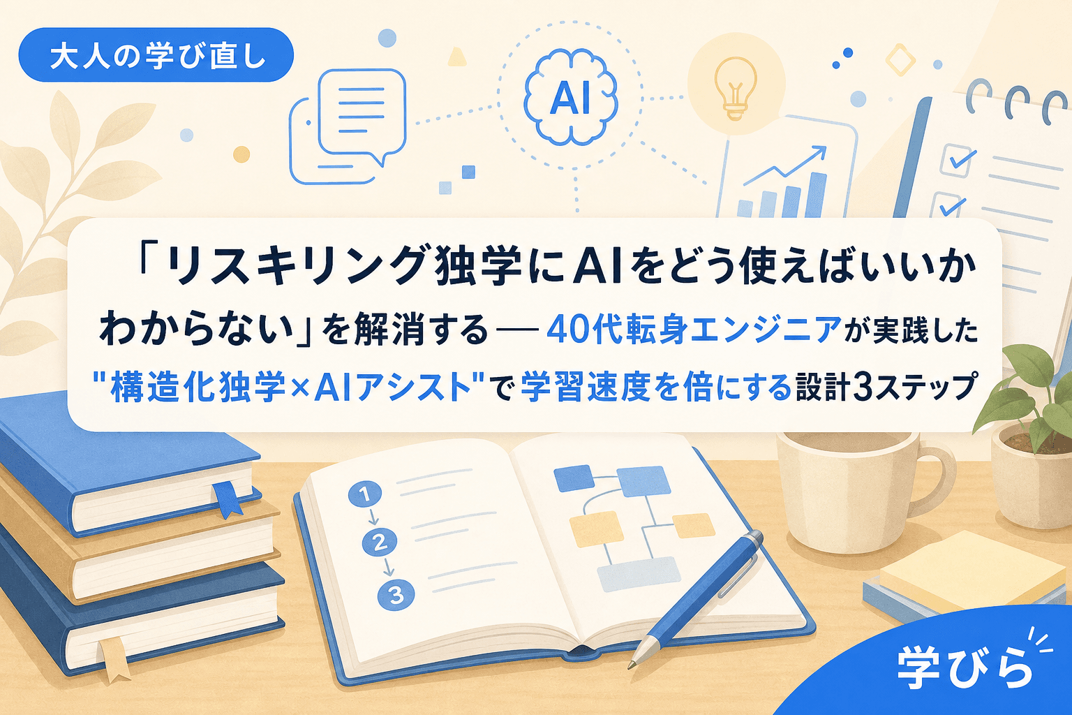 「リスキリング独学にAIをどう使えばいいかわからない」を解消する――40代転身エンジニアが実践した"構造化独学×AIアシスト"で学習速度を倍にする設計3ステップ