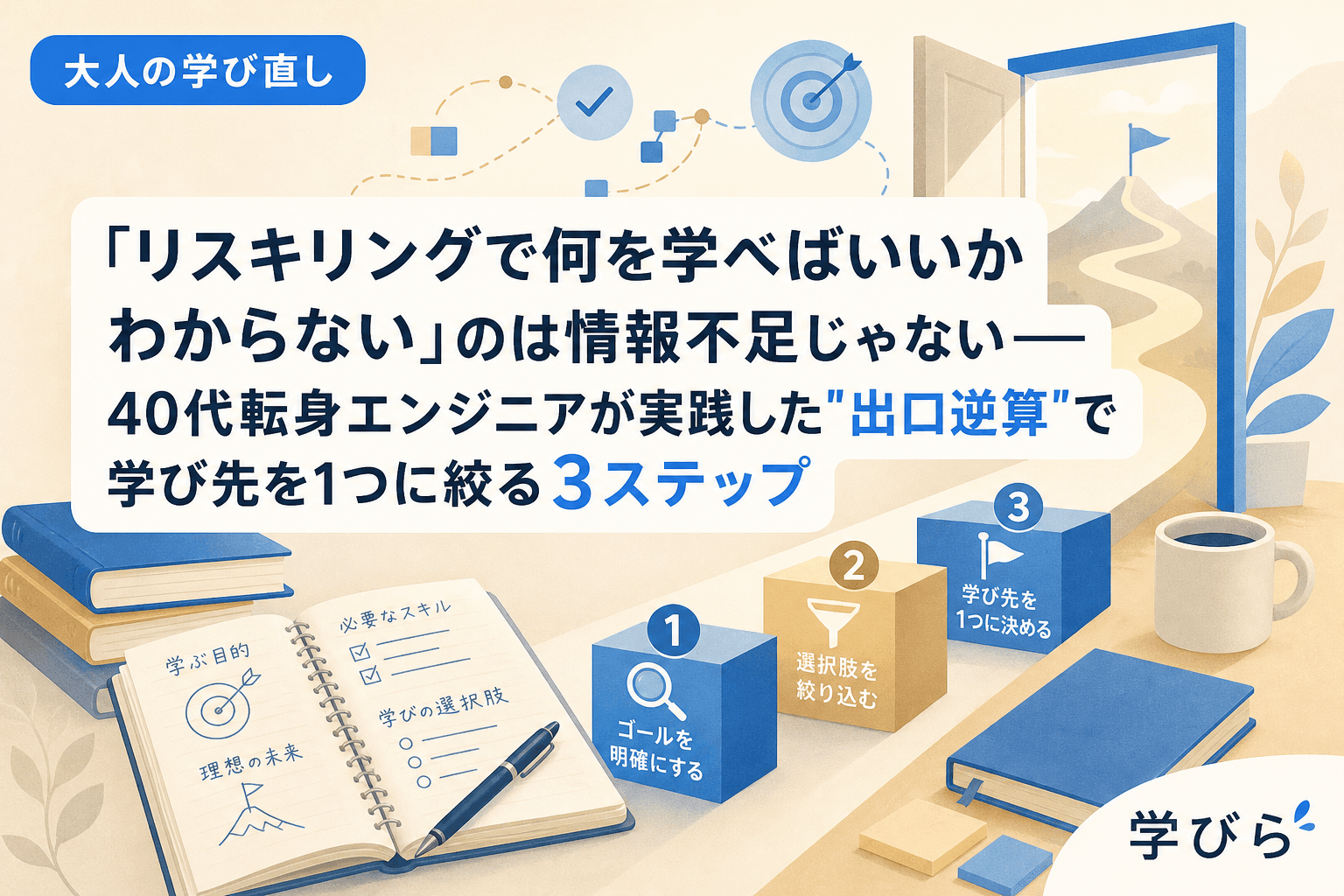 「リスキリングで何を学べばいいかわからない」のは情報不足じゃない――40代転身エンジニアが実践した"出口逆算"で学び先を1つに絞る3ステップ